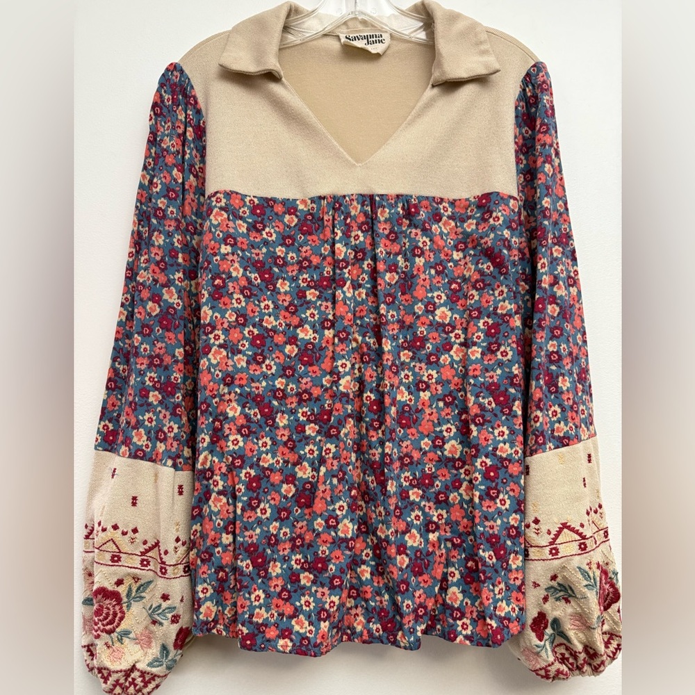 Savanna Jane Floral Tunic in Blue and Red